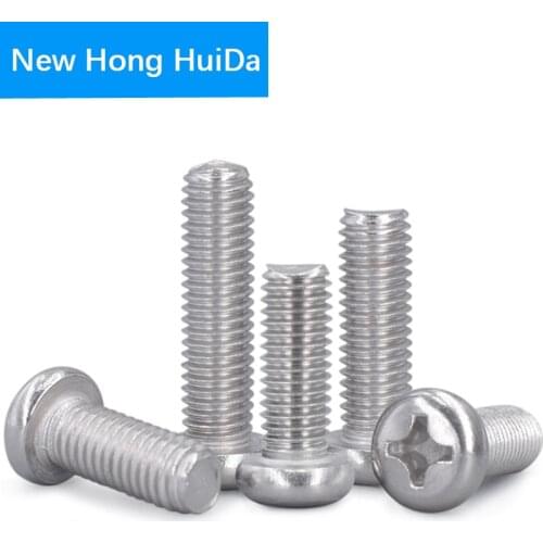10pcs 2-56 4-40 6-32 8-32 10-24 Phillips Cross Round Head Machine Screw Metric Pan Head Bolt 304 Stainless Steel