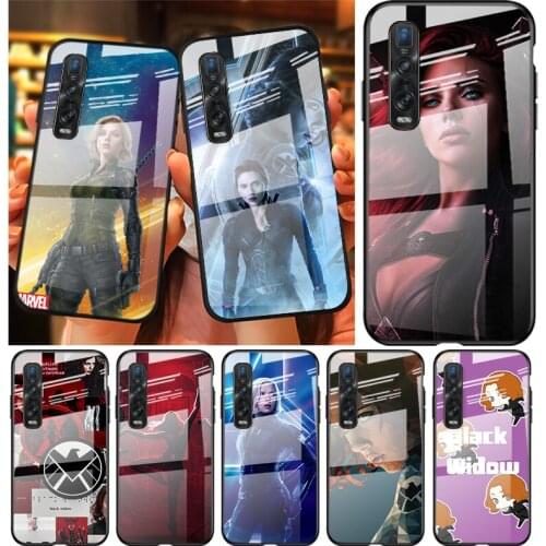 Tempered Glass Cover Marvel Avengers Black Widow For OPPO A9 2020 A52 Find X2 Lite Realme 7 7i 6 5 Pro C3 XT Phone Case