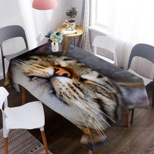 Custom Cute Cat Animal 3D Table Cover Waterproof And Oil Proof For Decorative Dining Tablecloth For Picnic Blanket Table Cloth