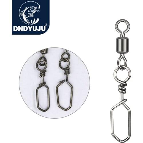 DNDYUJU 50PCS Fishing Copper Rolling Swivel Stainless Steel Square Snap Fishing Accessories For Fish Lure SwivelsTackle