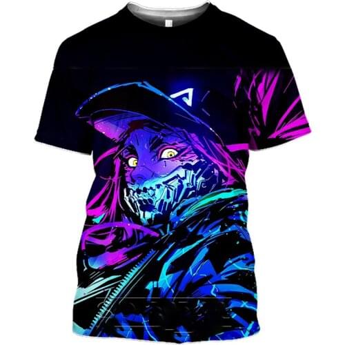 League Of Legends 3d Print Sexy Akali Men T-shirt Women Fashion T Shirt LOL Game Character Psychedelic T Shirt Breathable Tee
