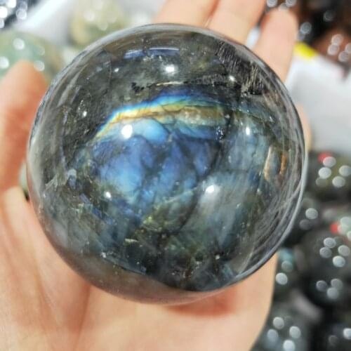 100% Natural Labradorite Crystal Ball High Quality Healing Labradorite Stone Glossy Crystal Ball Decoration