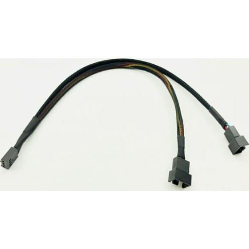 Computer PC Fan Cable 4Pin Female Y-Splitter to Dual 3/4 Pin Male Motherboard Fan Connect Wire Splitter Power Cable Adapter 30CM