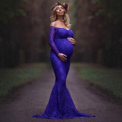 Lace Long Tail Maternity Dresses Photo Shoot Maternity Pregnant Photography Props Maxi Dresses For Women Clothes Pregnancy