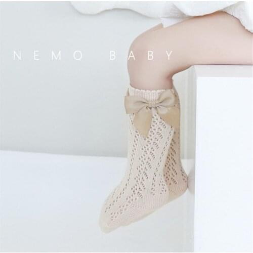 Summer Spanish Childrens Socks Thin Section Mesh Tube Socks Girls Big Bow Princess Baby Socks
