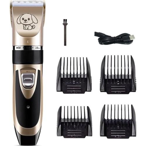 Pet Hair Clipper Kit Electric Low Noise Dog Cat Hair Trimmer Sharp Ceramic Grooming Blade 5 Fine-tuning Level 4 Limit Comb