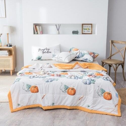 Washed cotton summer cool quilt air conditioning quilt soft household textile single and double student quilt gift printed quilt