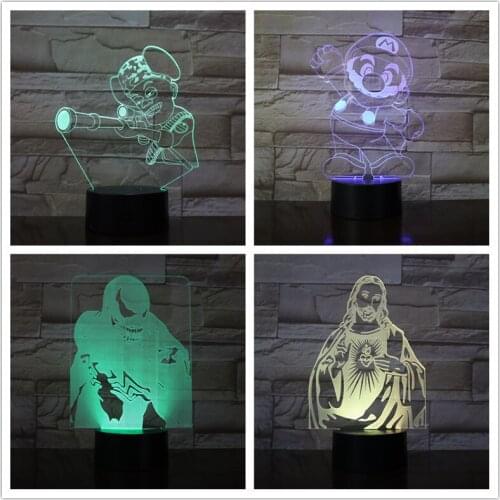 3D Cartoon Character Night Light Led Logo Children Kids Birthday Gift 7 Colors Changing Nightlight 3D Bedroom Desk Lamp