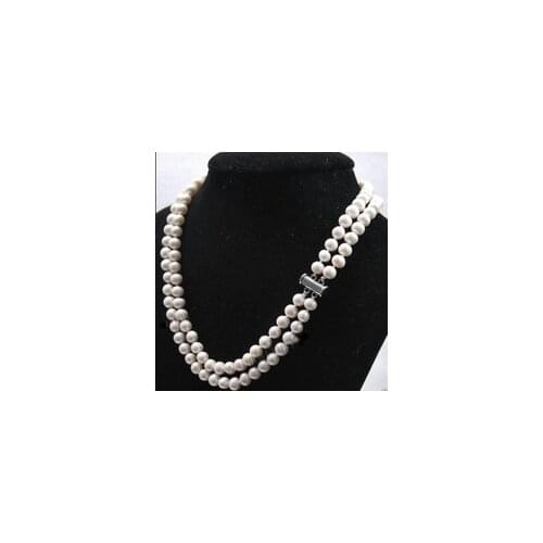 Fine 2 Rows 9-8mm White Pearl Necklace Factory Wholesale price Women Gift word Jewelry