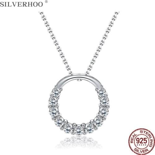 SILVERHOO 925 Sterling Silver Women Necklaces Tiny O Letter Pendant Chain Necklace Simple Anniversary Fine Jewelry Birthday Gift