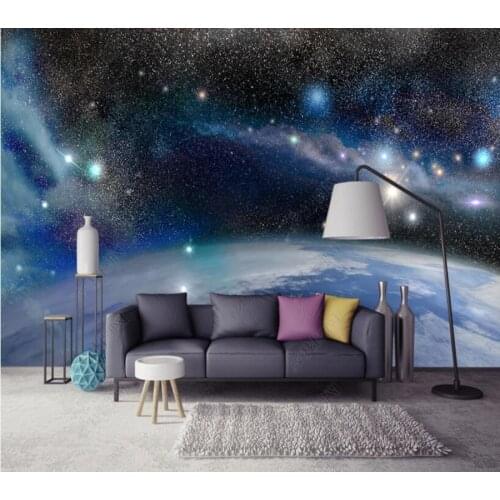 Papel de parede Beautiful fantasy universe blue starry sky starry 3D wallpaper mural,living room home decor