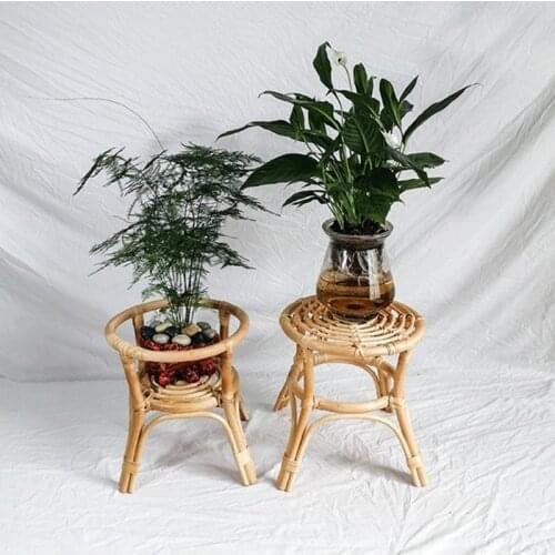 Natural Rattan Plant Stand Rack Indoor Flower Pot Holder Garden Vine Trellis Q9QF