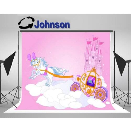 Princess Carriage Castle Fairy Tale Sky photography backgrounds Computer print children kids photo backdrop