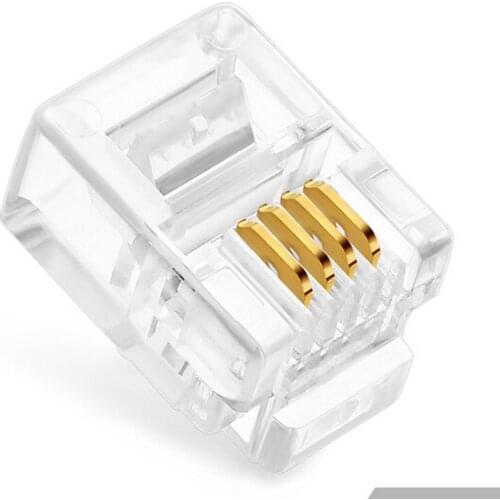 100PCS Durable 4 Core Telephone Network Connectors RJ11 6P4C Modular Plugs