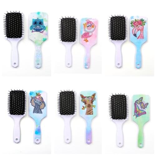 DIY Diamond Painting Combs Animal Air Cushion Comb Resin Diamond Painting Kit Portable Salon Hair Styling Tool Craft Gift