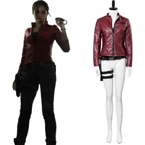 Resident 2 Claire Redfield Cosplay Costume Red Jacket Outfit Halloween Party Cosplay Costume Dailywear