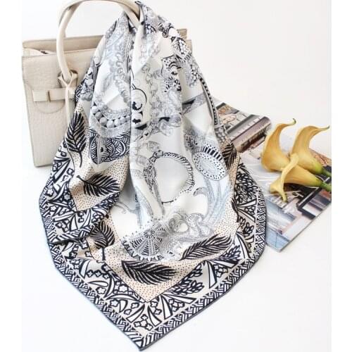 Luxury Brand Women Twill Silk Scarf Headband Print Scarf New Fashion Big Square Scarves Retro Womens Shawls Wraps 90cm
