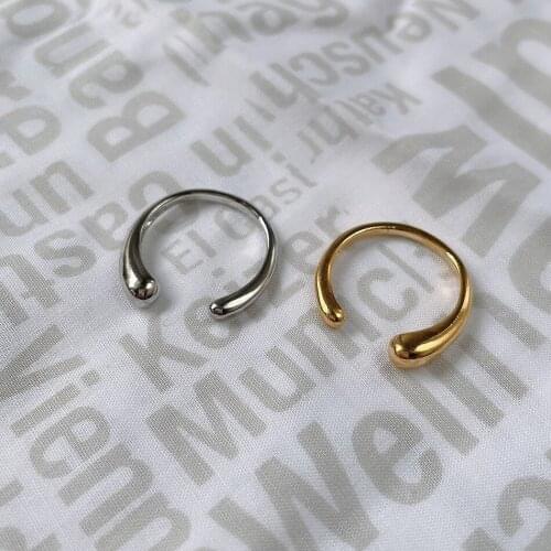 S925 Silver Womens Ring Asymmetric Water Drop Glossy Ring Ring Opening Adjustable Couple Ring Wedding Bridal Ring Jewelry