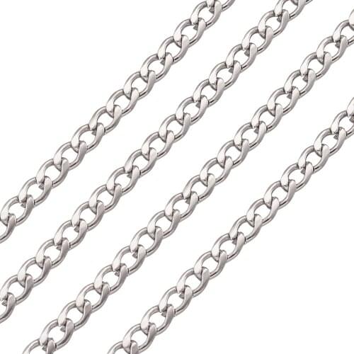 10m 304 Stainless Steel Twisted Chains Links for Women Mens Necklace Bracelet Jewelry Making Findings Unwelded 4.5x3x1mm