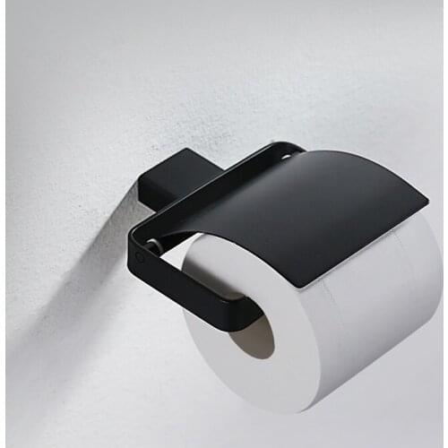 Contemporary Style Matte Black Stainless steel Toilet Paper Holder Bathroom Kitchen Paper Tissue Roll Hanger Wall Mount-6201