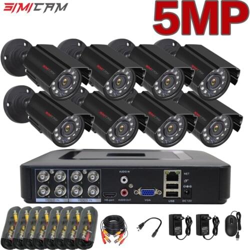 Super 5MP Security Camera System Metal AHD Surveillance System Indoor Outdoor IP66 Waterproof Night Vision Home CCTV 6in1DVR Kit