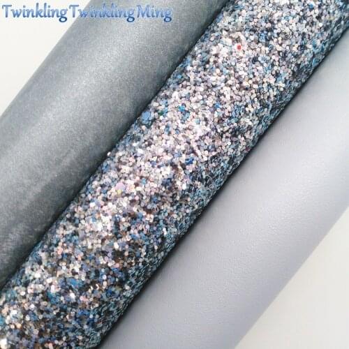 GREY Glitter Fabirc, Faux Leather Fabric, Synthetic Leather Fabric Sheets For Bow A4 8"x11"Twinkling Ming XM510
