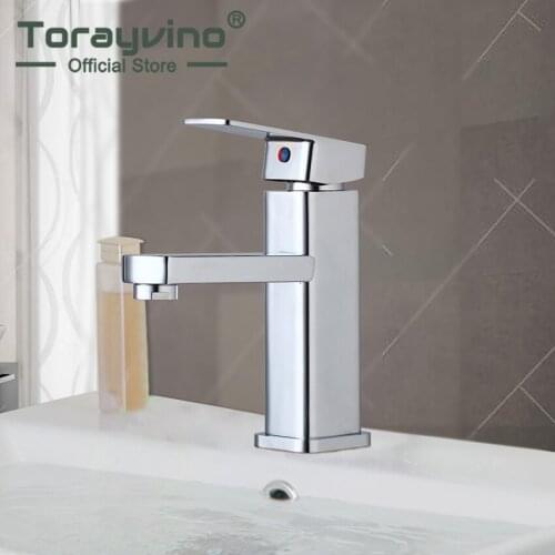 Torayvino Bathroom Faucet Contemporary Chrome Finish Deck Mounted Faucets Single Hole Bathroom Single Handle Faucet Tap