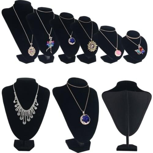 1pcs Women Lady Girl Velvet Bust Black Mannequin Stand Rack Jewelry Necklace Pendant Display Pedestal Stand Holder Show Decorate