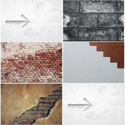 Red Brick Arrow Gray Wall Vinyl Cloth Studio Photos Backdrop Photographic Props