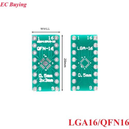 10PCS LGA16 QFN16 Transfer Board Adapter PCB Pinboard SMD to DIP16 DIP Pin IC Test Plate 0.5mm 2.54mm Pitch Converter Socket