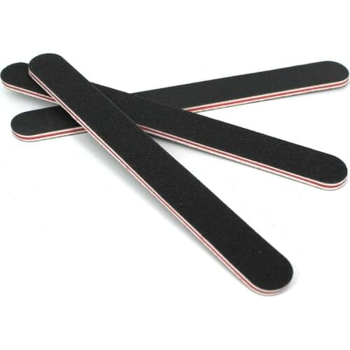 100/180 Grit Sanding Nail File 17x2cm 2pcs Black Straight Edge Stick Nail Art Salon Glitter Tools