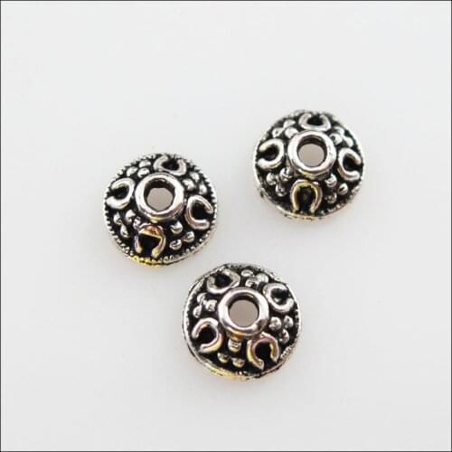 180 New Charms Tibetan Silver Tone Tiny Flower End Bead Caps 6mm