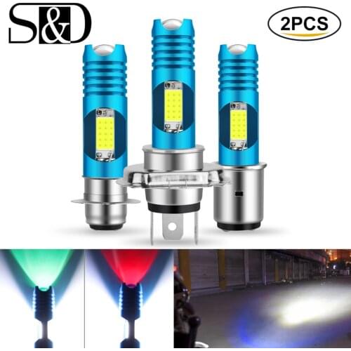 2pcs COB H4 Led H7 Motorcycle Headlight 80W RGB Changable Car Led P15D H6 BA20D Moto HeadLamp DRL Light 12V
