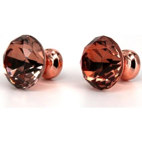 2PCS Dia 30mm diamond crystal kitchen cabinet drawer handle Rose Gold Base dresser cupboard door pull knob