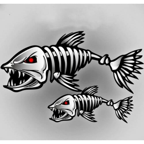 2 X Aliauto 3D Car Accessories Car-styling Skeleton Shark Car Sticker and Decal Go Fish for Motorcycle Volkswagen Golf Bmw Ford