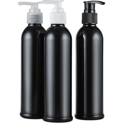 30pcs/lot 250ml empty black screw emulsion pump bottle 250 cc shampoo shower packing bottle