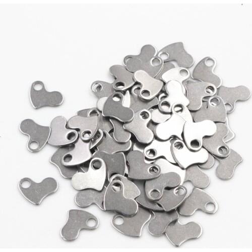 50pc/lot 11x8mm No Fade Charms 316 Stainless Steel Heart Charms for necklace pendant charms diy jewelry making