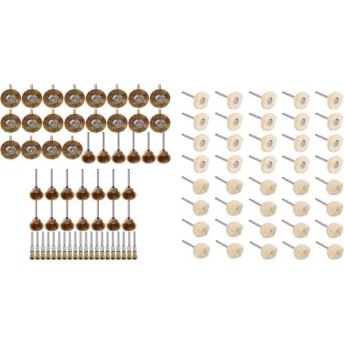 60Pcs Mini Wire Brush Wheel Cup Steel Wire Brush Set Shank & 40Pcs Polishing Brush Buffing Wheels Soft Fine Buff Wheels