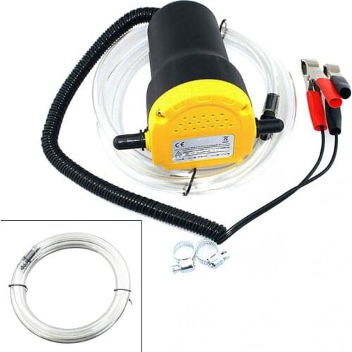 60W DC 12V ABS Car Electric Pumping Filling Oil Self Priming Pump with 2 Alligator Clips and Hose