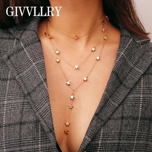 Free Shipping Multilayere Chain Necklace Women Jewelry Long Sweater Chain Elegant Star Tassel Pendant necklaces for Women