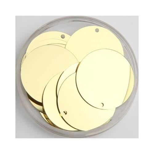 60g Large Round Sequins 50mm PVC Sequin Flat Round Paillette For Belly Dance Costumes Light Gold Spangles