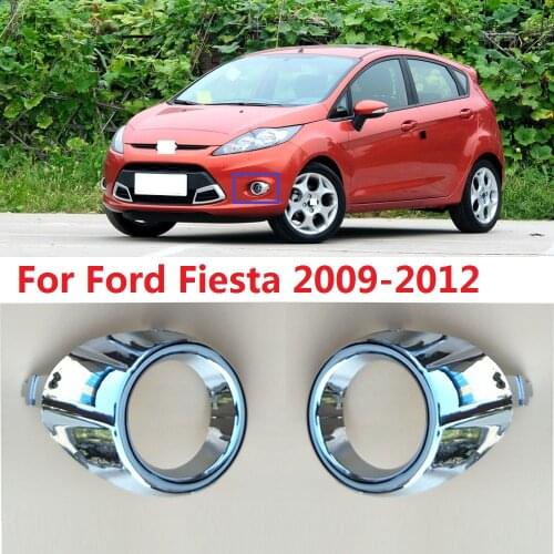 CAPQX 2pcs For Ford Fiesta 2009 2010 2011 2012 Chrome Front Bumper Fog Light Frame Foglight Garnish Cover Trim Shell Lid Hood