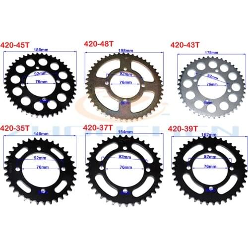 420 Chains 35T/37T/39T/41T/43T/45T/48T Motorcycle Chain Sprockets Rear Back Sprocket Cog For 110cc 125cc 140cc Dirt Pit Bike