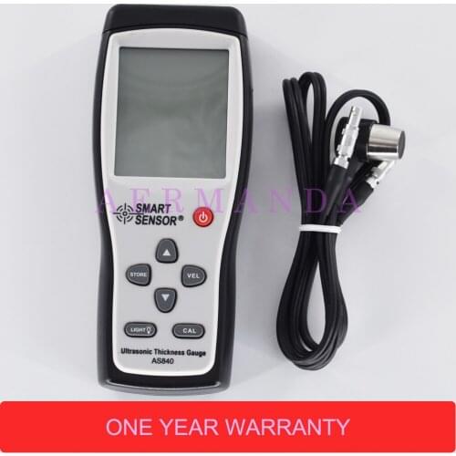 Digital Ultrasonic Thickness Gauge 1.2-225mm Smart Sensor AS840 portable thickness tester Sound Velocity Measuring 1000-9999m/s