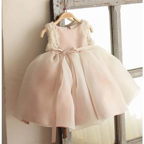Flower Girl Dress Baby Girls pink Lace sleeveless Birthday Christening Gown Party Dresses Wedding Dress Princess E20217