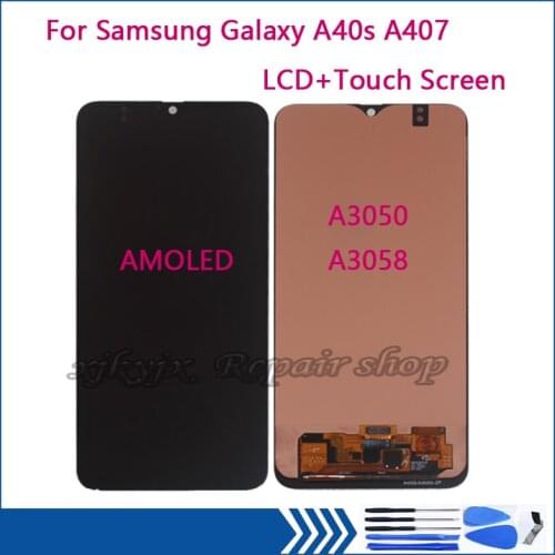AMOLED For Samsung Galaxy A40s A407 A3050 A3058 LCD Display Touch Screen Digitizer Assembly For Samsung A40S LCD Repair kit Part