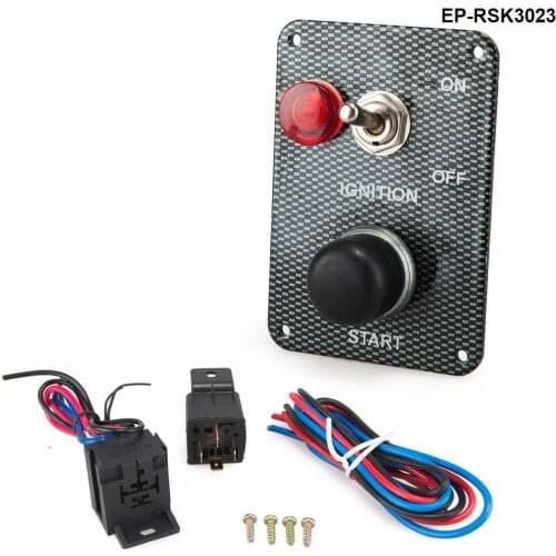 Racing Car Engine Start Button + 1 Toggle Switch Ignition Switch Panel Drift 12v Carbon Fiber EP-RSK3023