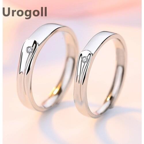 Noble Lover Rings 100% Real 925 Sterling Silver Rings Wedding Couple Zircon Drill Ring Jewelry Rings For Valentine Day Gift