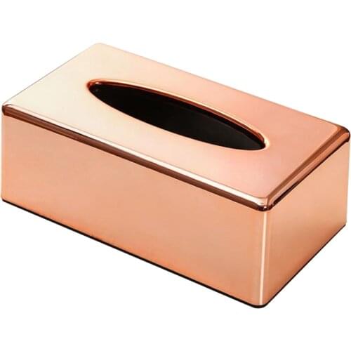 Rose Gold Tissue Box Dispenser Case Napkin Holder Home Office Car Accessory