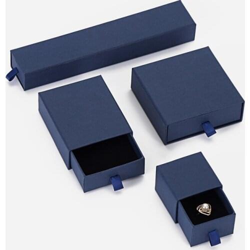 Jewellery Organizer box 50pcs/lot Box For Jewelry Nave Blue Drawer Paper Box For Ring Earring Necklace Pendant Carrying Cases